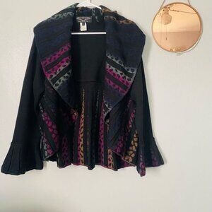 ANGELZ Wool Multi Color Open Front Cardigan Size Large